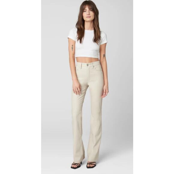 BlankNYC Hoyt In Go Blank Bootcut Pants Women's 25 Beige Vegan Leather NWT - Picture 1 of 11